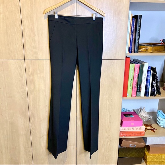 Tibi Pants - Tibi long, black, stretchy flare leg trouser.